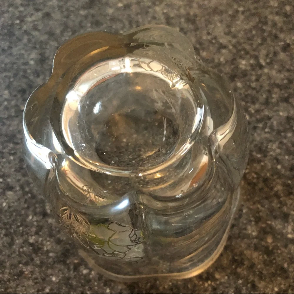 Vintage Vase edged in Sterling Silver with Sterling Silver Flowers